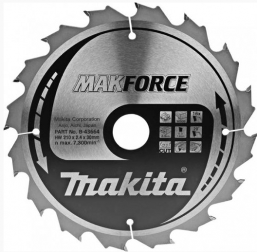 Пильный диск для дерева MAKFORCE, 210x30x1.6x16T — купить в интернет-магазине amurinstrument.ru с доставкой по #WF_CITY_DAT# | Каталог с характеристиками и ценами пильный диск для дерева makforce, 210x30x1.6x16t, купить metabo, купить husqvarna, купить bosch, купить makita, купить hitachi, купить hikoki, купить oregon, купить stihl
