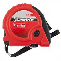 рулетка rubber, 7,5 м х 25 мм, обрезиненный корпус// matrix, купить metabo, купить husqvarna, купить bosch, купить makita, купить hitachi, купить hikoki, купить oregon, купить stihl
